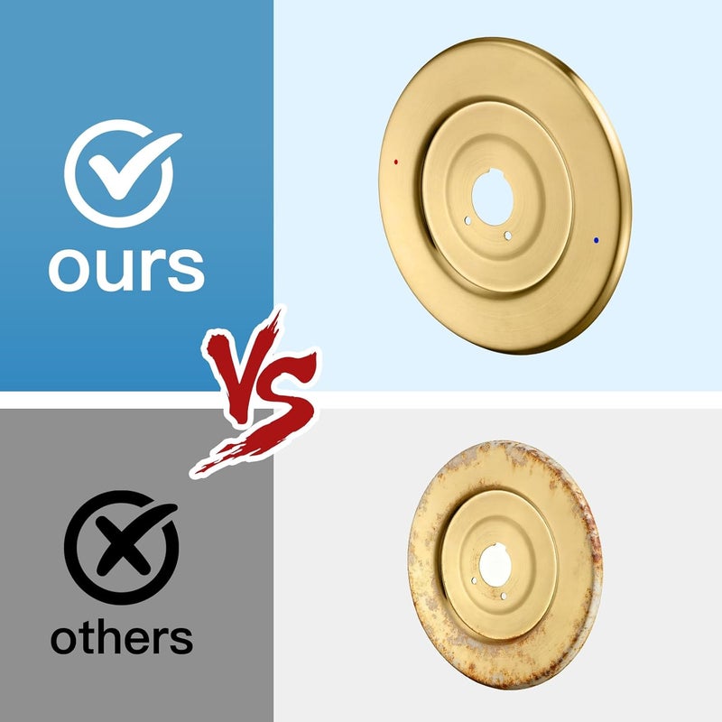 ZXFENG Shower Handle Cover Plate, Brushed Gold,for One-Handle Tub and Shower Faucets, Escutcheon Replacement for Moen 16090 Chateau Collection - Image 4